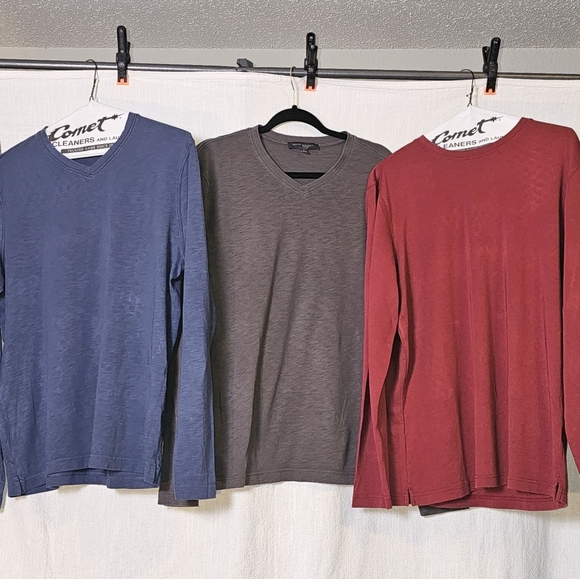 SOLD Robert Barakett Montreal Lot Of 3 Long Sleeve Mens Cotton T-Shirts Sz Lg - Picture 1 of 10